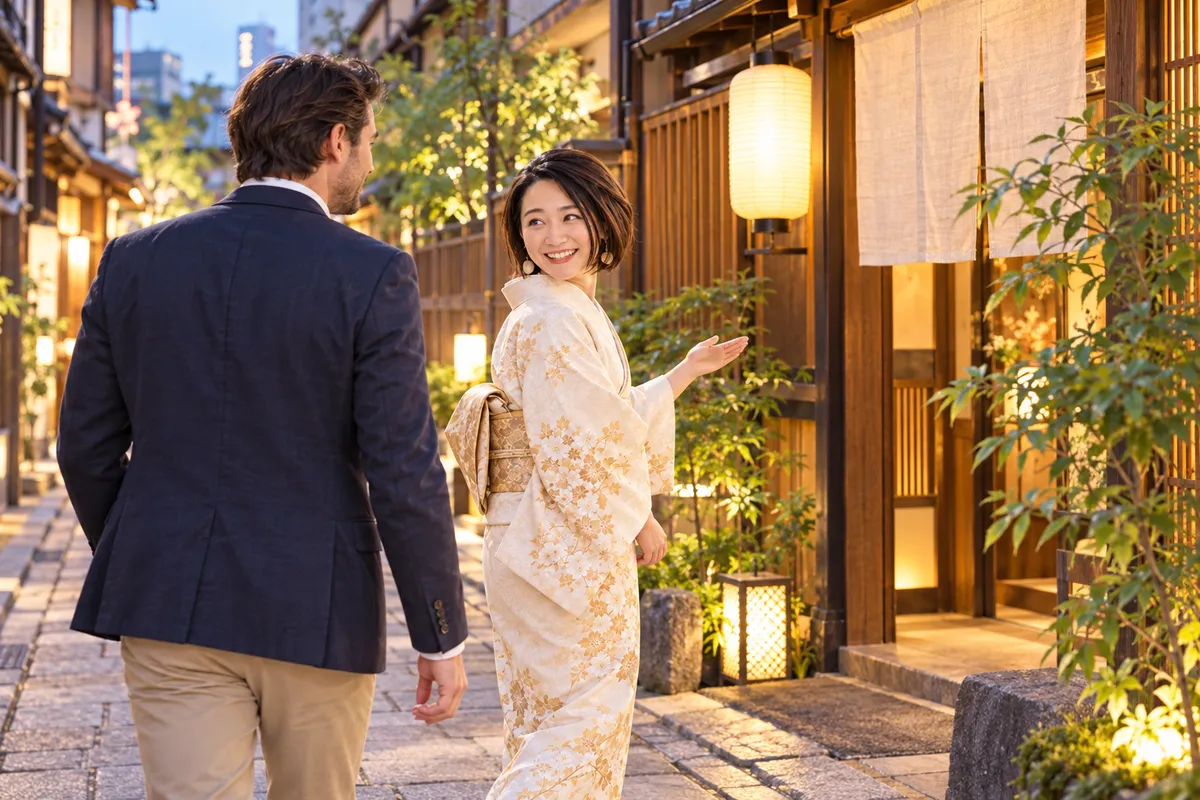 灯りのともる路地を、ご案内しながら歩きます。